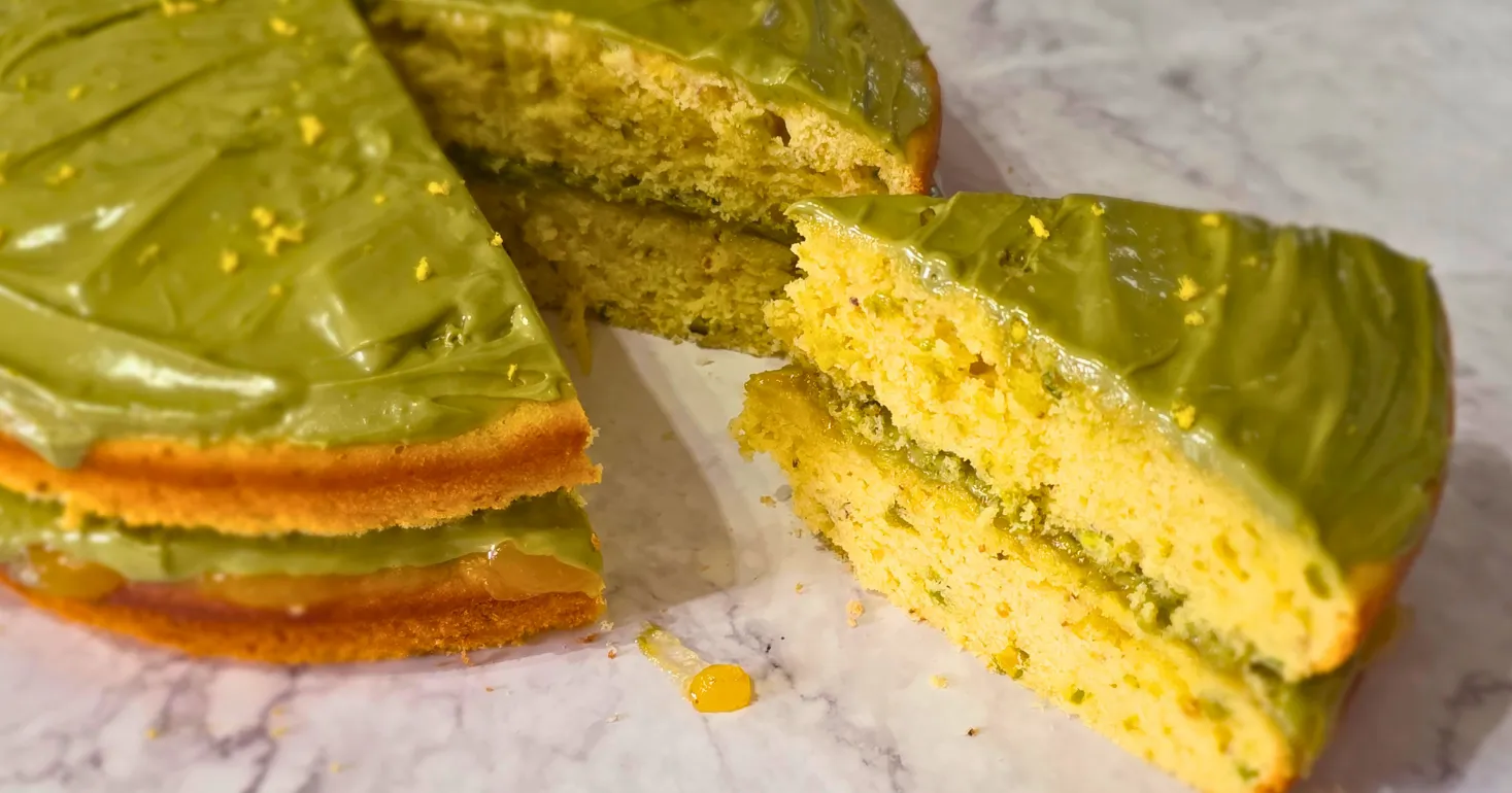 Gluten Free Pistachio and Lemon Layer Cake