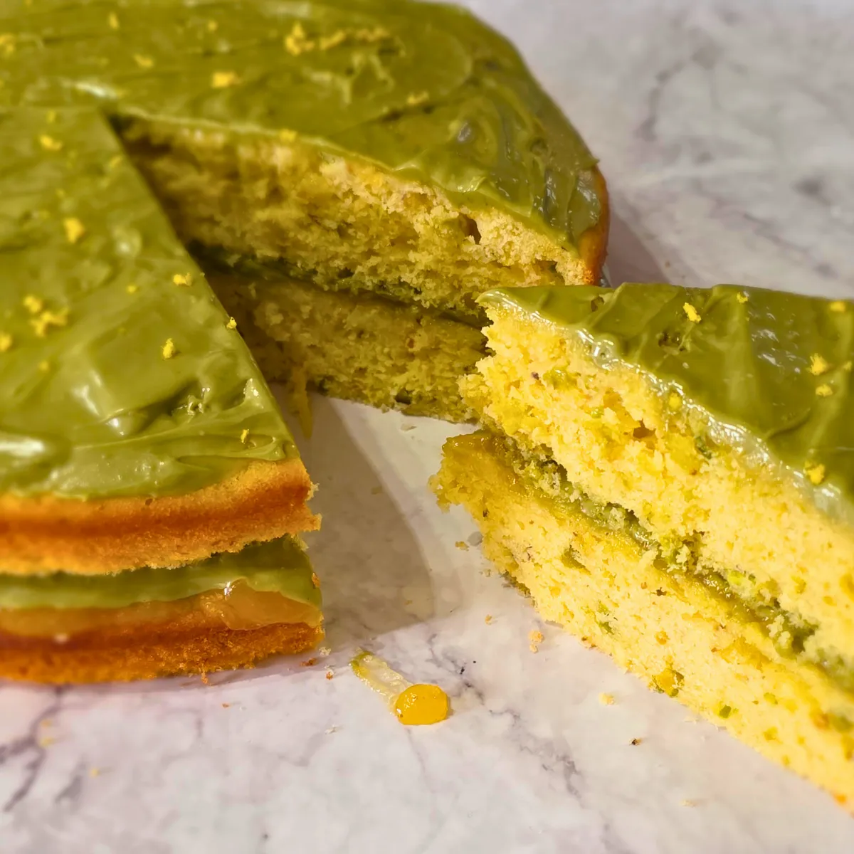 Gluten Free Pistachio and Lemon Layer Cake