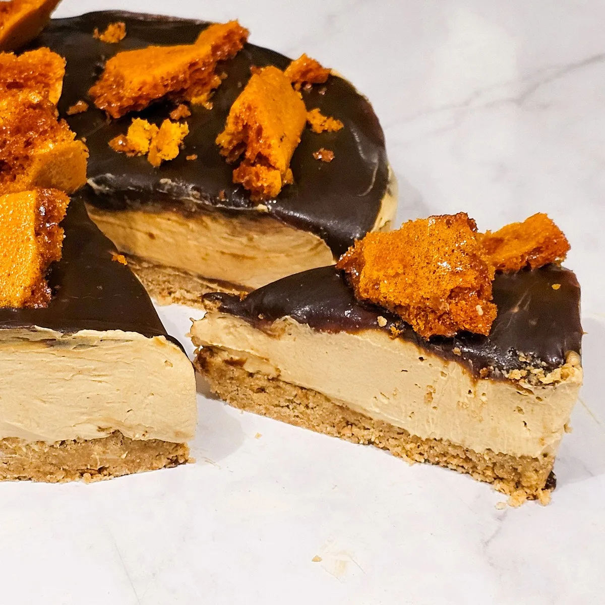 Gluten Free Bonfire Treacle and Cinder Toffee Cheesecake