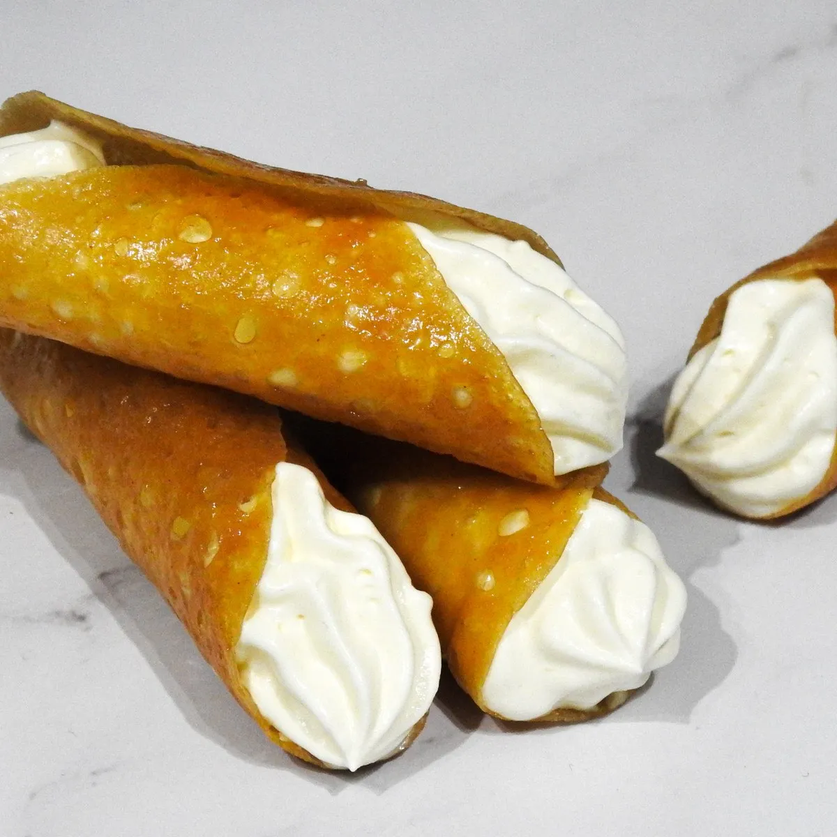 Gluten Free Brandy Snaps Filled with Chantilly Cream