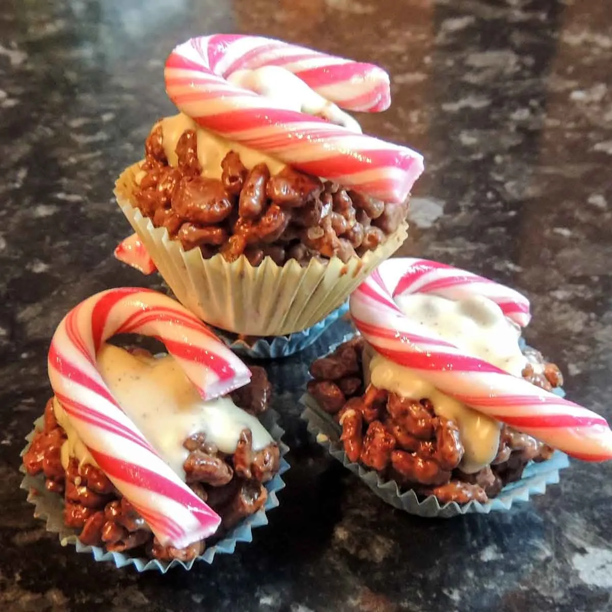 Gluten Free Candy Cane Choco Crispy Puds