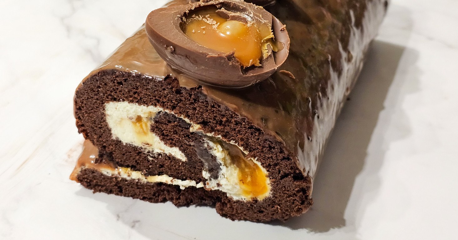 Gluten Free Caramel Egg Chocolate Log