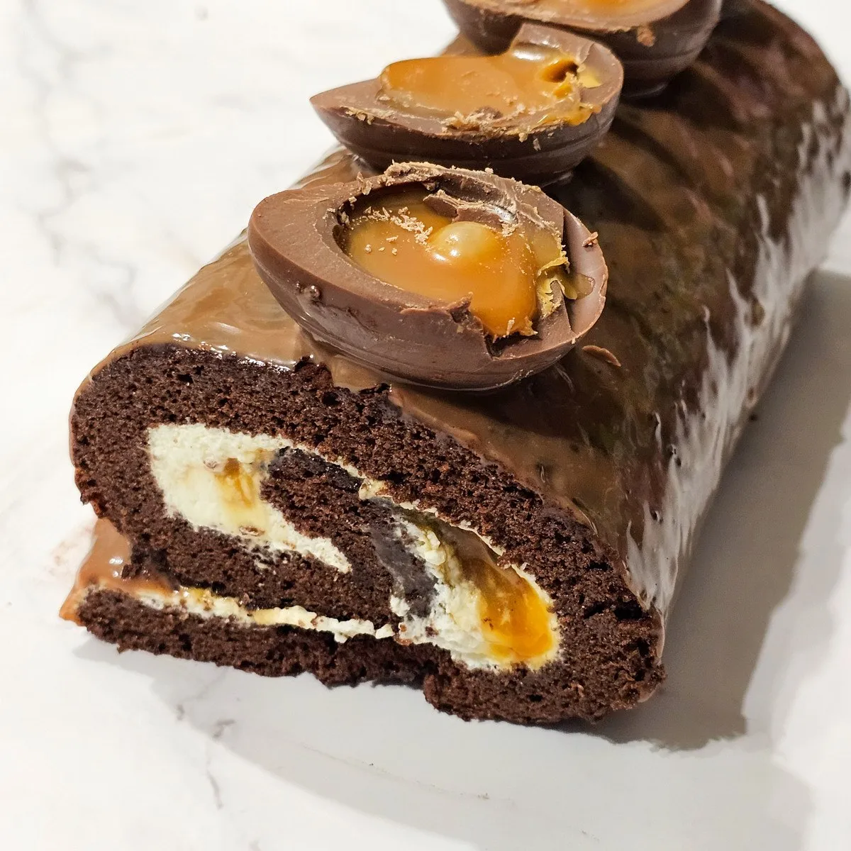 Gluten Free Caramel Egg Chocolate Log