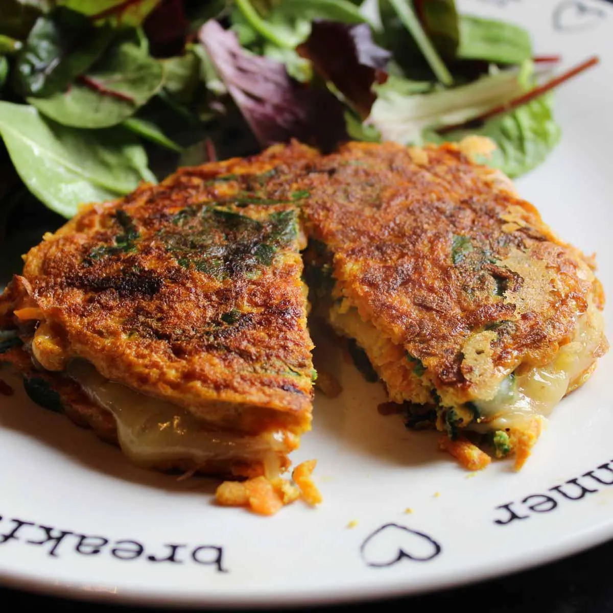 Gluten Free Cheesy Carrot and Spinach Fritters