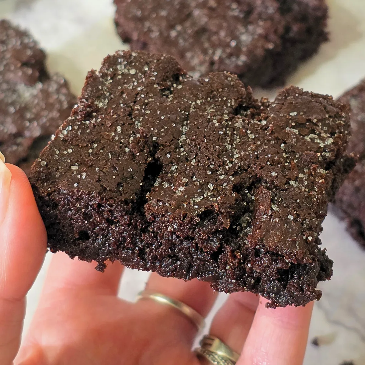 Gluten free chocolate crunch topped with sugar