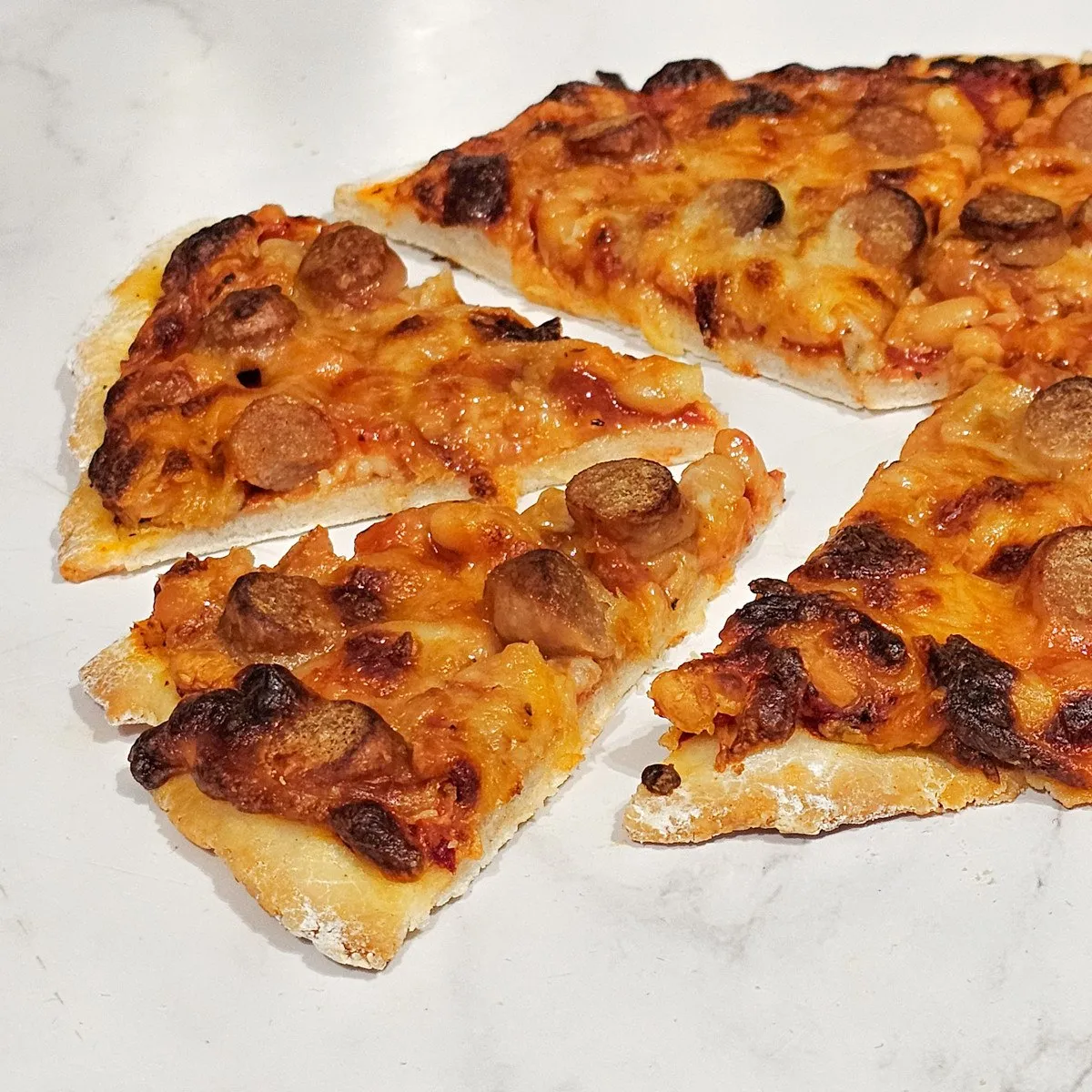 Gluten Free Heinz Beans and Sausage Pizza