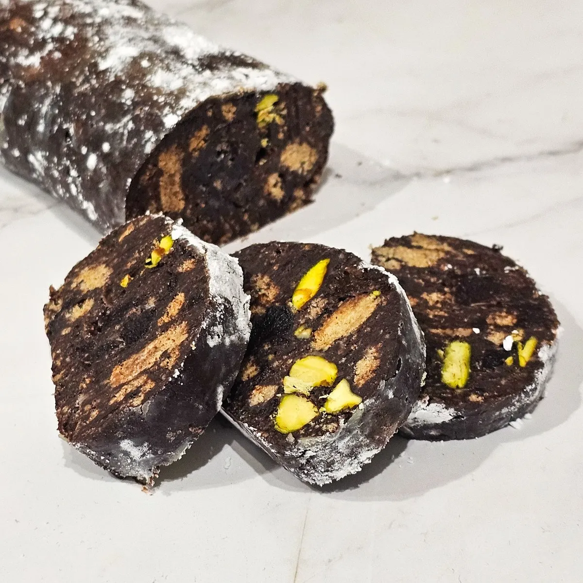 Gluten Free Lightly Spiced Festive Chocolate Salami