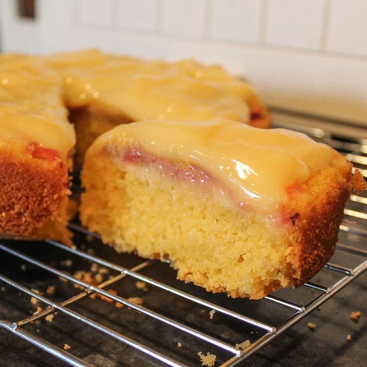 Gluten Free Rhubarb and Custard Cake