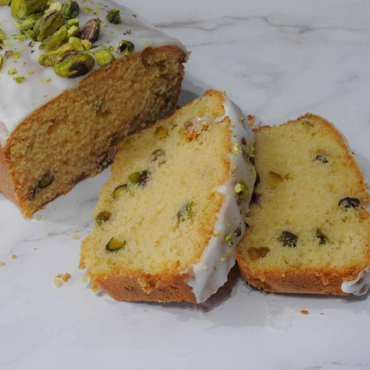 Gluten Free Rose, Pistachio and Lemon Loaf Cake