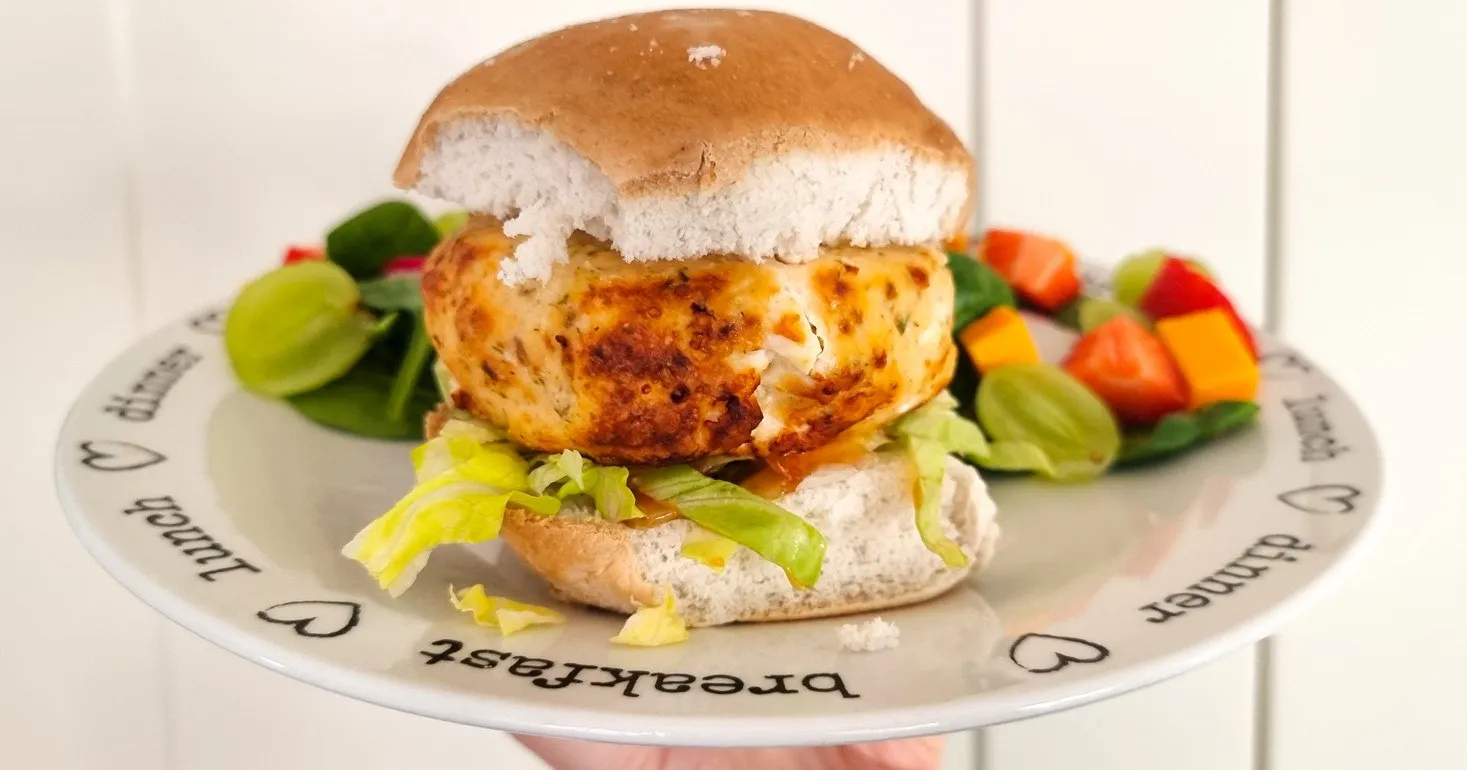 Gluten Free Salmon, Prawn and Feta Burgers