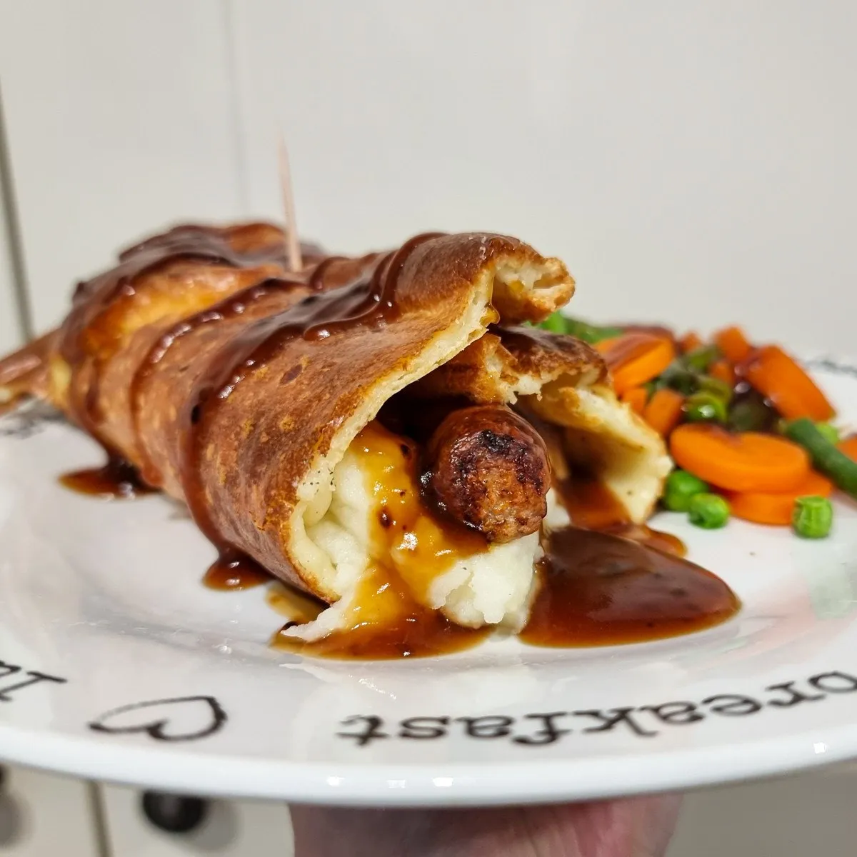 Gluten Free Sausage and Mash Yorkshire Pudding Wrap