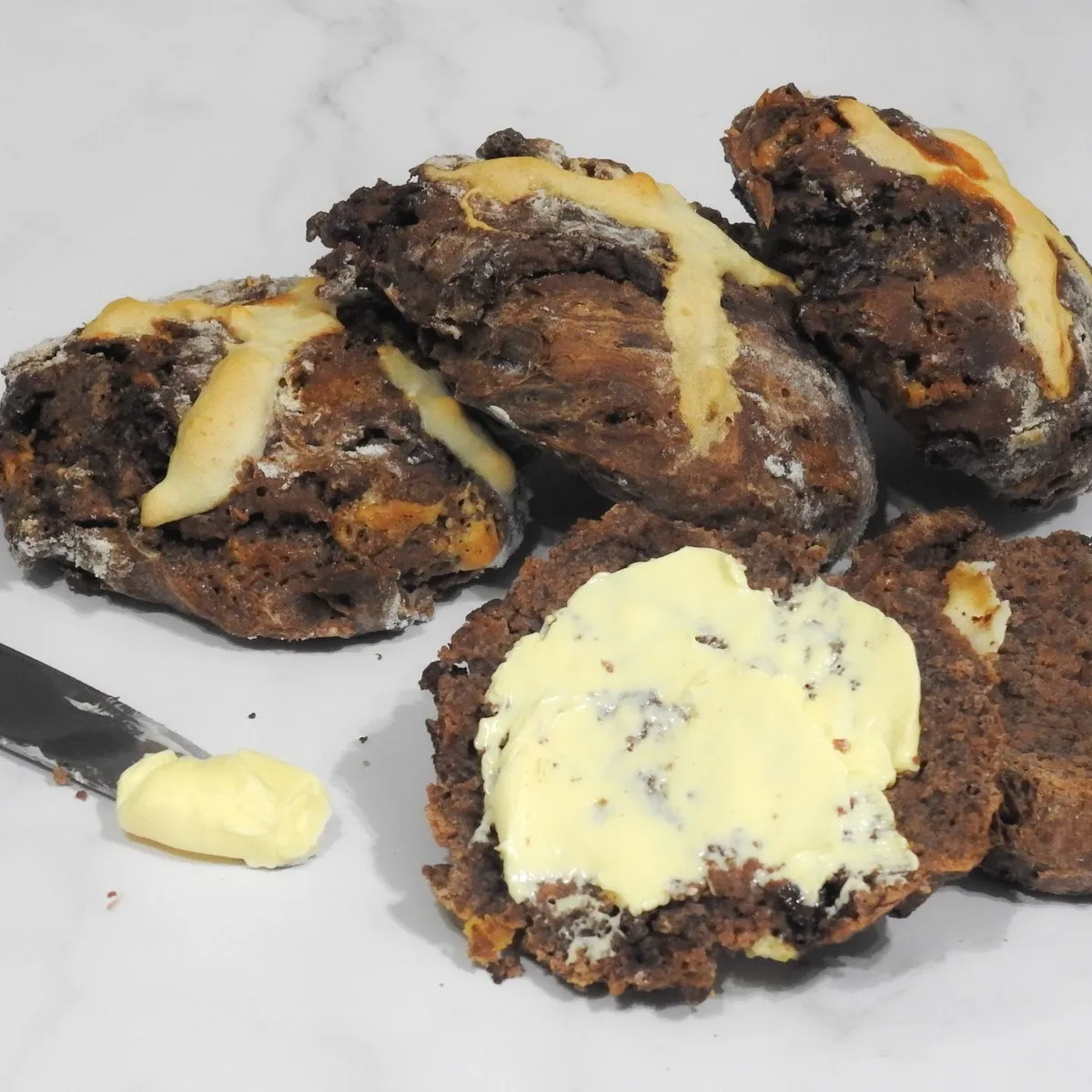 Gluten Free Triple Chocolate Hot Cross Buns