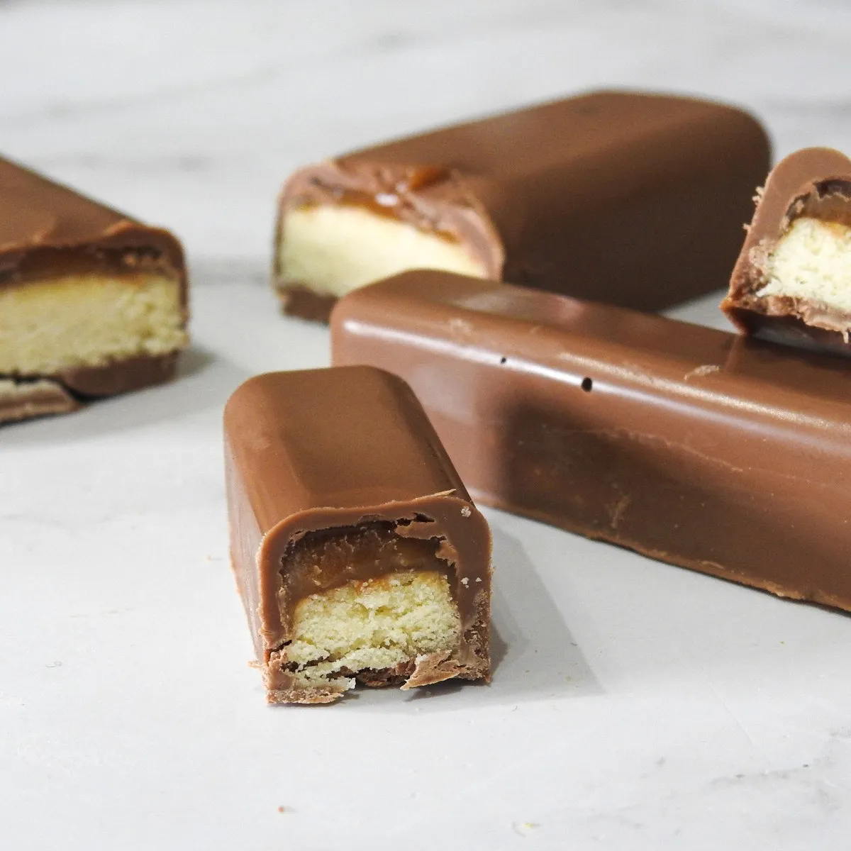 Gluten Free "Twix" Style Caramel Biscuit Bars