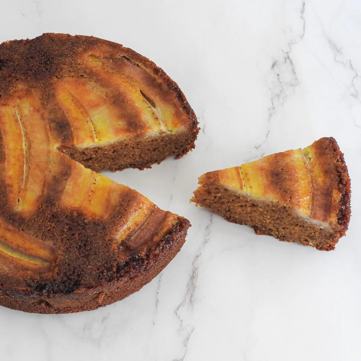 Gluten Free Upside Down Banana and Maple Cake
