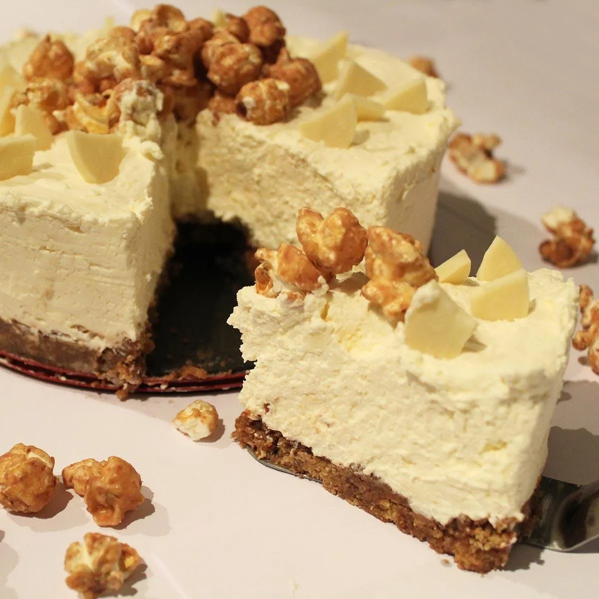 Gluten Free White Chocolate Salted Caramel Cheesecake