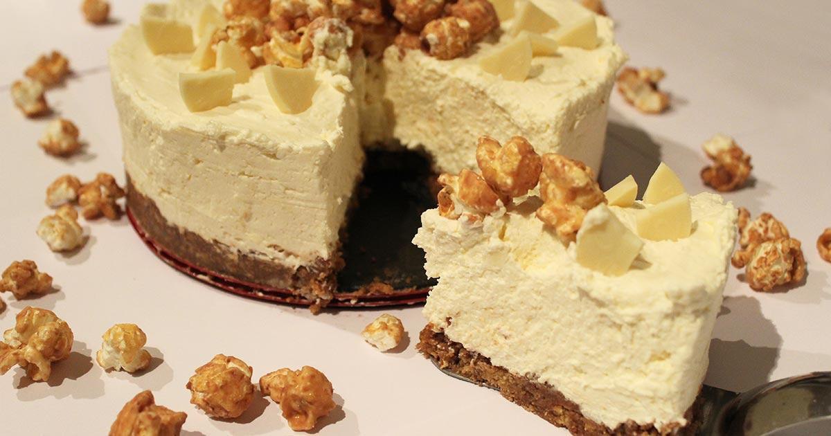 Gluten Free White Chocolate Salted Caramel Cheesecake - Coeliac Sanctuary