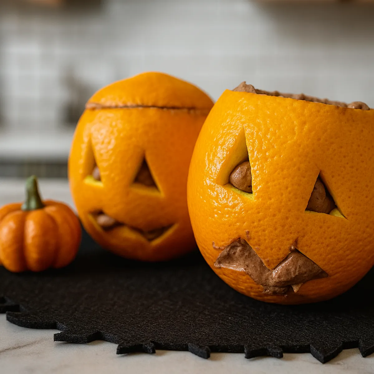 Naturally Gluten Free Chocolate Orange Jack-o-lantern Mousses