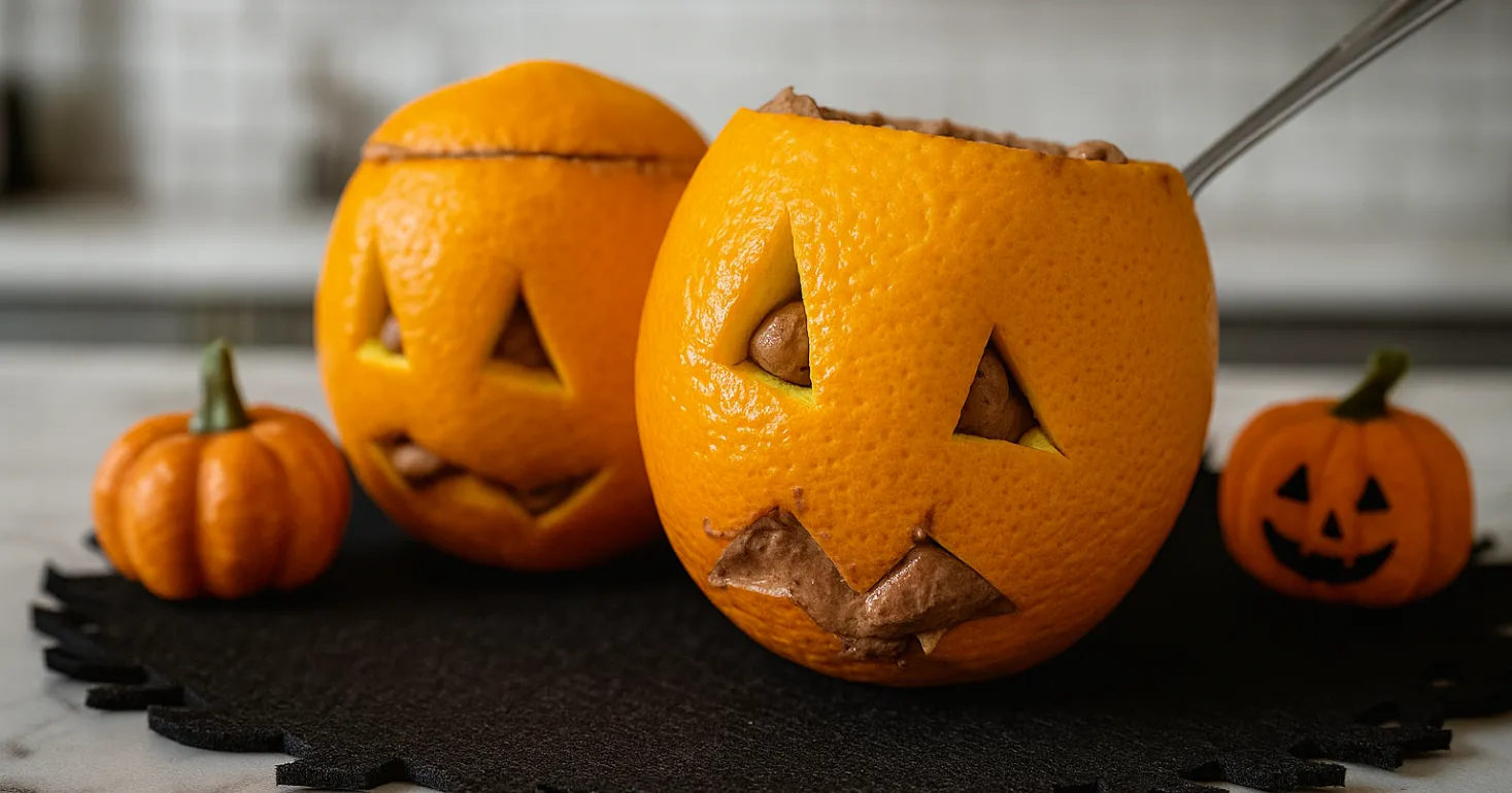 Naturally Gluten Free Chocolate Orange Jack-o-lantern Mousses