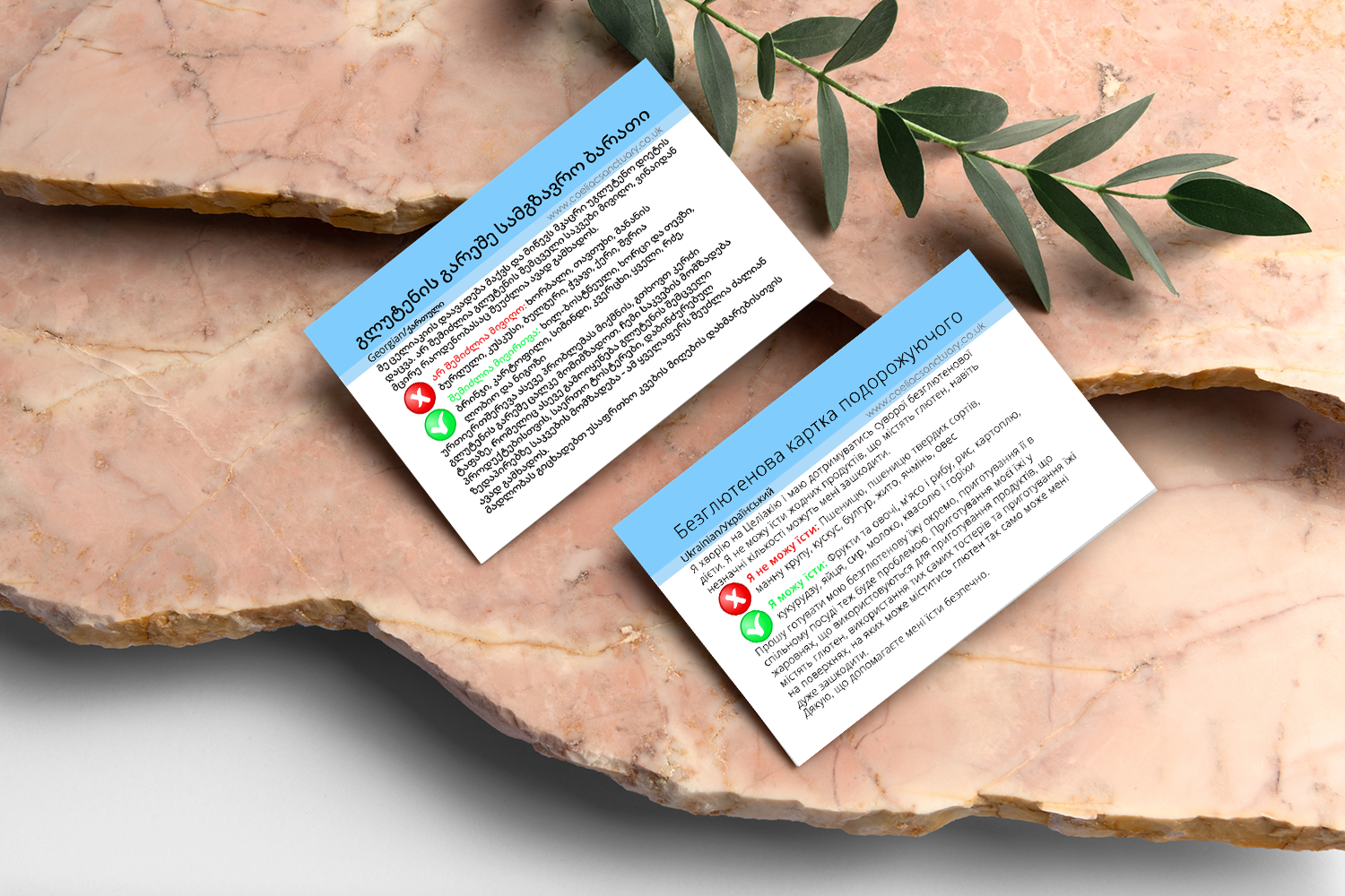 Ukrainian and Georgian Coeliac Gluten Free Travel Translation Card